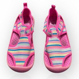 OshKosh Bgosh Aquatic Water Shoes Pink Striped Washable Size Little Girls 1